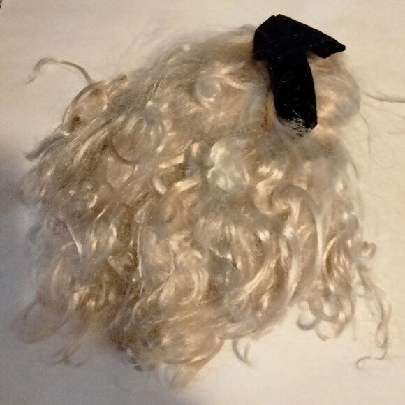 Halloween Costume White Wig Black Velvet Bow Shabby Distressed - Picture 3 of 4
